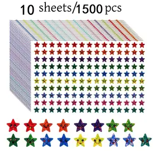 Star Shaped Sticker (10 Sheets/1500pcs), Shiny Foil Star Sticker, DIY Decorative Sticker Label for Classroom Reward & Behavior Chart
