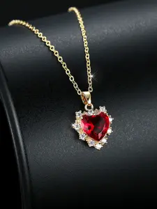 Exquisite heart necklace artificial gemstone Heart Shaped Pendant necklace for women & girls elegant jewelry gift for Valentine's Day, suitable for weddings, anniversaries and birthdays, Zircon Stones Necklace