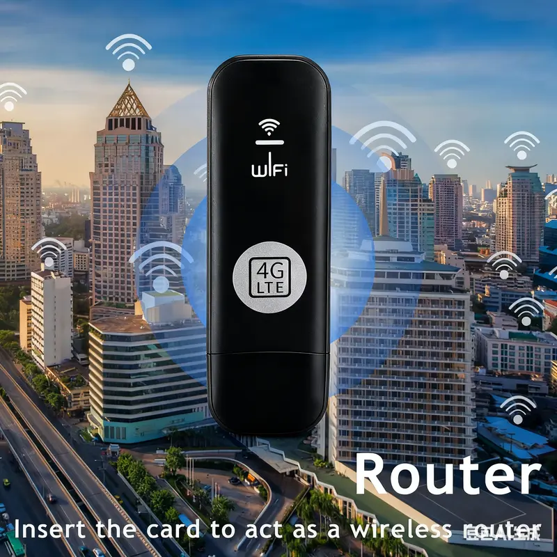 【Data-Only SIM Card Required】 Joytutus 4G LTE WiFi Router 150Mbps USB Modem Unlocked Portable Car WiFi Adapter for Desktop PC Notebook TV Black Wireless Dongle Device