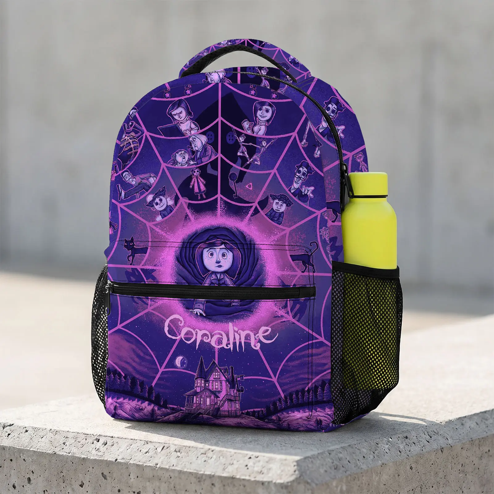 Coraline Large Capacity Cute Cartoon Animal Travel Bag | Heavy Duty School Backpack with Chest Buckle | Kawaii Printed Bookbag for Boys and Girls