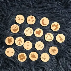The Token Oracle Divination Set - 18-Piece Wooden Oracle System for Intuitive Readings & Spiritual Practice - Handcrafted Maple Wood Tokens with Minimalist Symbols - Perfect for Beginners & Daily Use