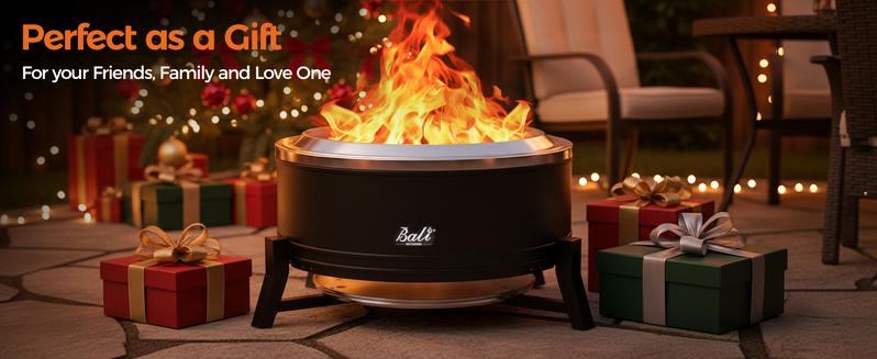 BALI OUTDOORS 22-Inch/27-inch Smokeless Wood Pellet Fire Pit with Cooking Grill – Portable Low Smoke Bonfire with Ash Pan for Outdoor Picnic, Camping, Patio, and Backyard