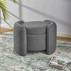 Modway Nebula Boucle Upholstered Ottoman in Charcoal