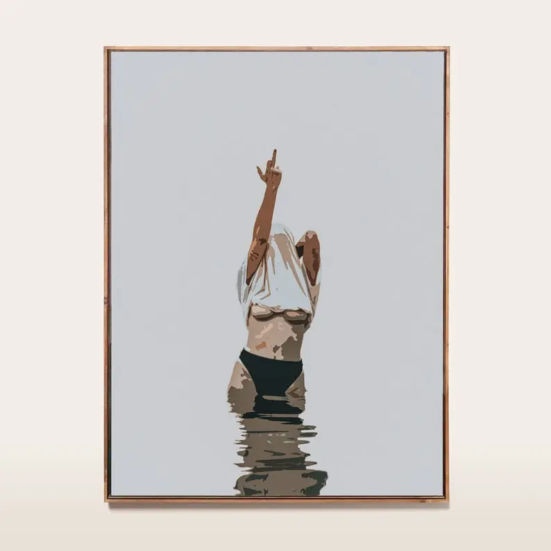 Middle Finger, Printable Wall Art, Feminist Art, Swearing Girl, Empowered Women, Feminism Encourages