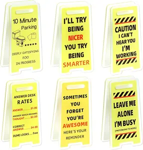 6pcs Funny Sticky Note Holder, Overstimulated Desk Sign for Office Mini Warning Caution Sign Gag Note Holder Clips Gift for Coworker Leader Boss Manager Supervisor