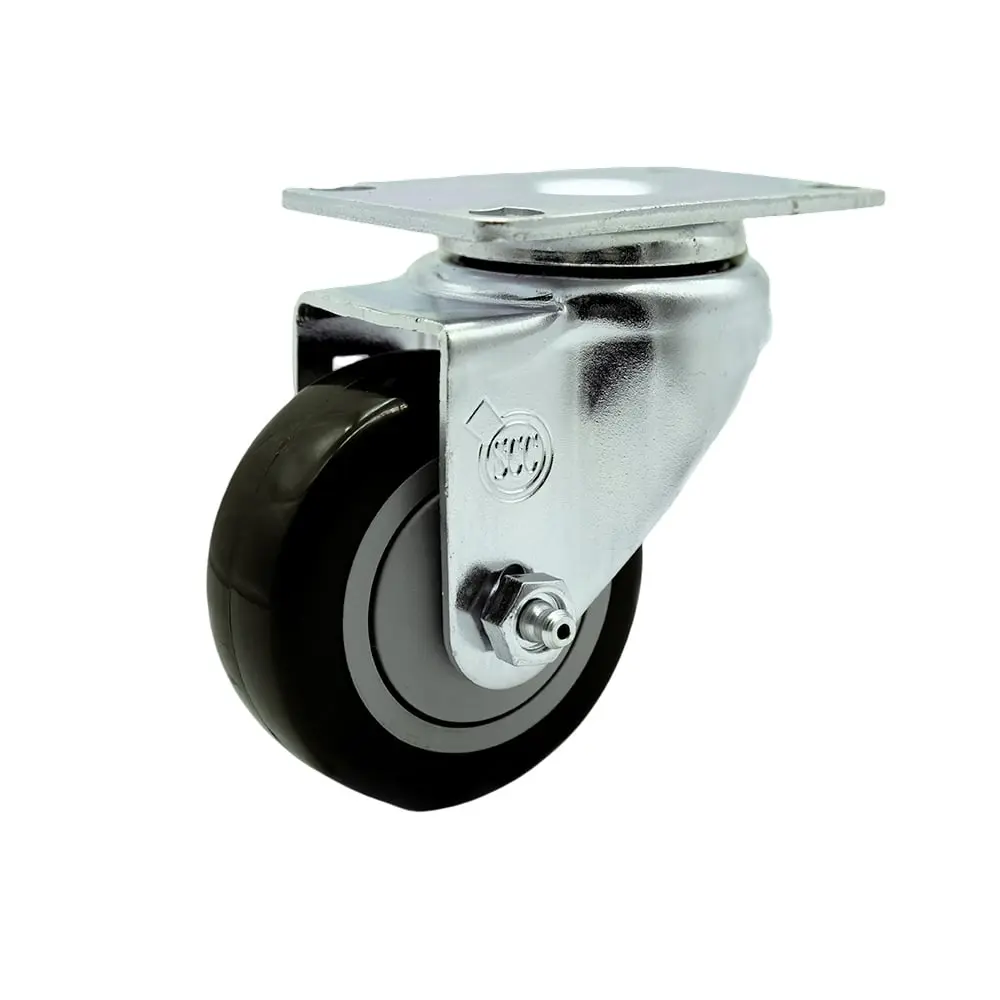 Service Caster SCC-20S3514-PPUB-BLK Polyurethane Swivel Top Plate Caster with 3.5 in. Black Wheel for Carts, Equipment, Material Handling, Non-Marring Shop Projects
