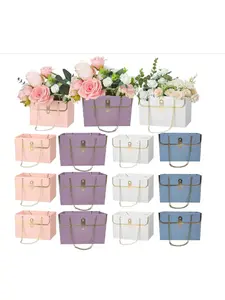 Paper Flower Bags for Bouquets, Flower Boxes for Arrangements, Paper Flower Gift Bags with Handles Florist Supplies for Weddings Mother's Day, Valentine's day