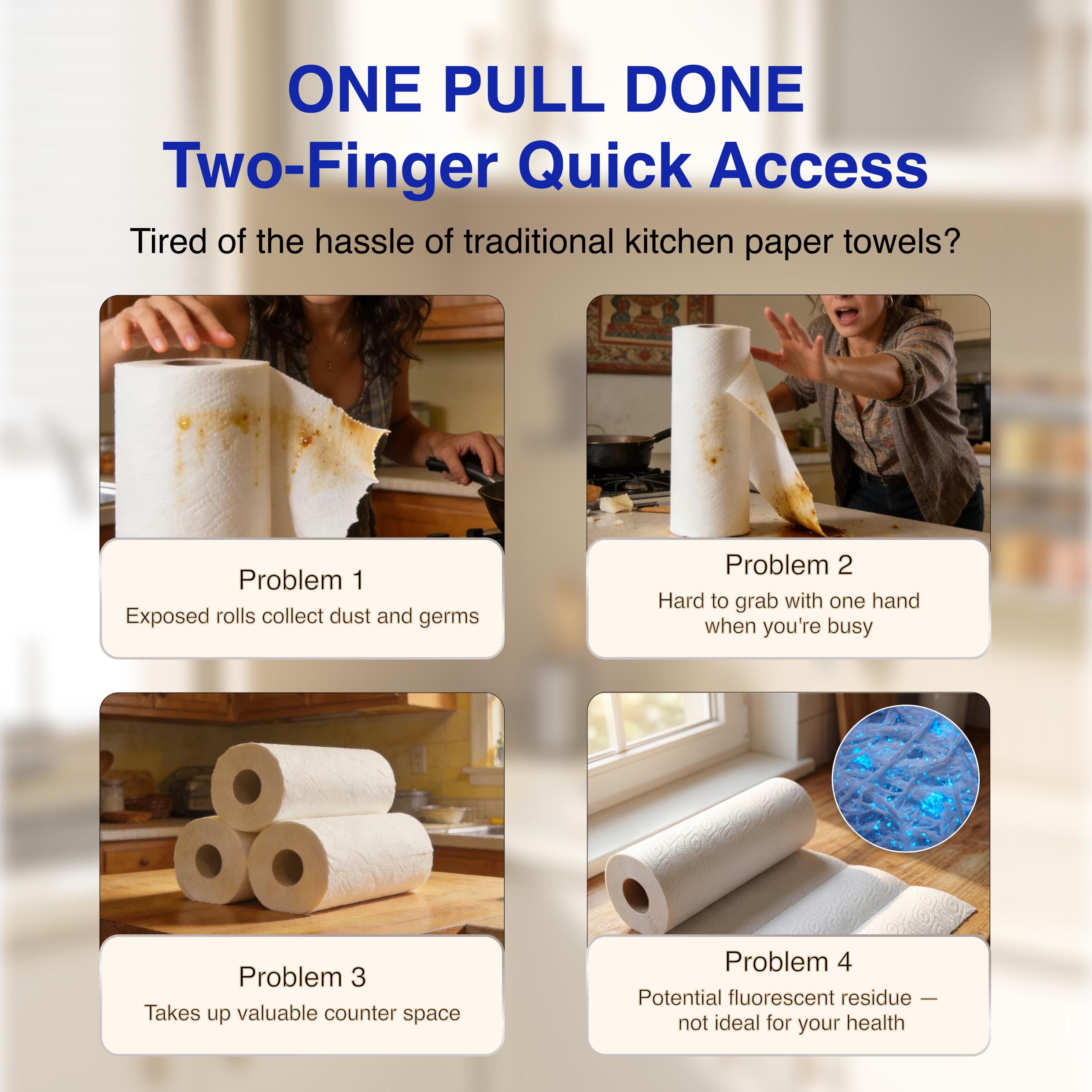 Vinda Hanging Kitchen Paper Towels with free hook -Quick Grab, Fully Protected, Saves Space| Ultra Water& Heavy Oil Absorbent Wipes, Washable & Extra Strong When Wet  2-Ply, 180Sheets/bag,  100% Virgin Pulp, Food Safe - TikTok Must-Have for Kitchens