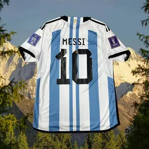 2022 World Cup Argentina Champion Home Jersey No. 10 Messi Football Jersey Short Sleeve