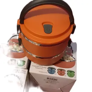 2-Tier Stackable Lunch Box - Orange Tableware