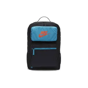 Nike Sporty Casual Patchwork Zipper Fabric Backpack for Men and Women in Black