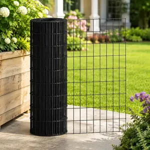 48in x 99ft Black PVC Coated Welded Wire Mesh Fence, 16 Gauge 2/3in Mesh, Heavy Duty Galvanized Steel Vinyl Coated Metal Netting for Garden Plant Support, Poultry Cage, Pet Enclosure, Chicken Coop, Rabbit Fence, Outdoor Protective Barrier