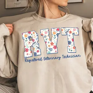 Registered Veterinary Technician Shirt, Floral Vet Tech Sweatshirt, Vet Med Sweater, It's A Good Day To Save Animals Shirt Collar Cotton