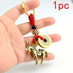 Chinese Zodiac Horse Keychain for Men, Fashionable Alloy Keychain, Traditional Feng Shui Amulet, Lucky Charm, Valentine's Day Gift, Spring Festival Souvenir