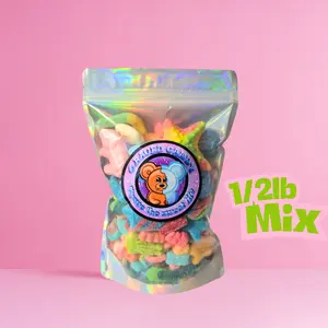 1/2lb Crave Gummy Mix | Sweet & Sour Assorted Gummies with Sour Blue Raspberry, Filled Gummies, Rainbow, Watermelon, Cherry, Bubblegum, Cotton Candy