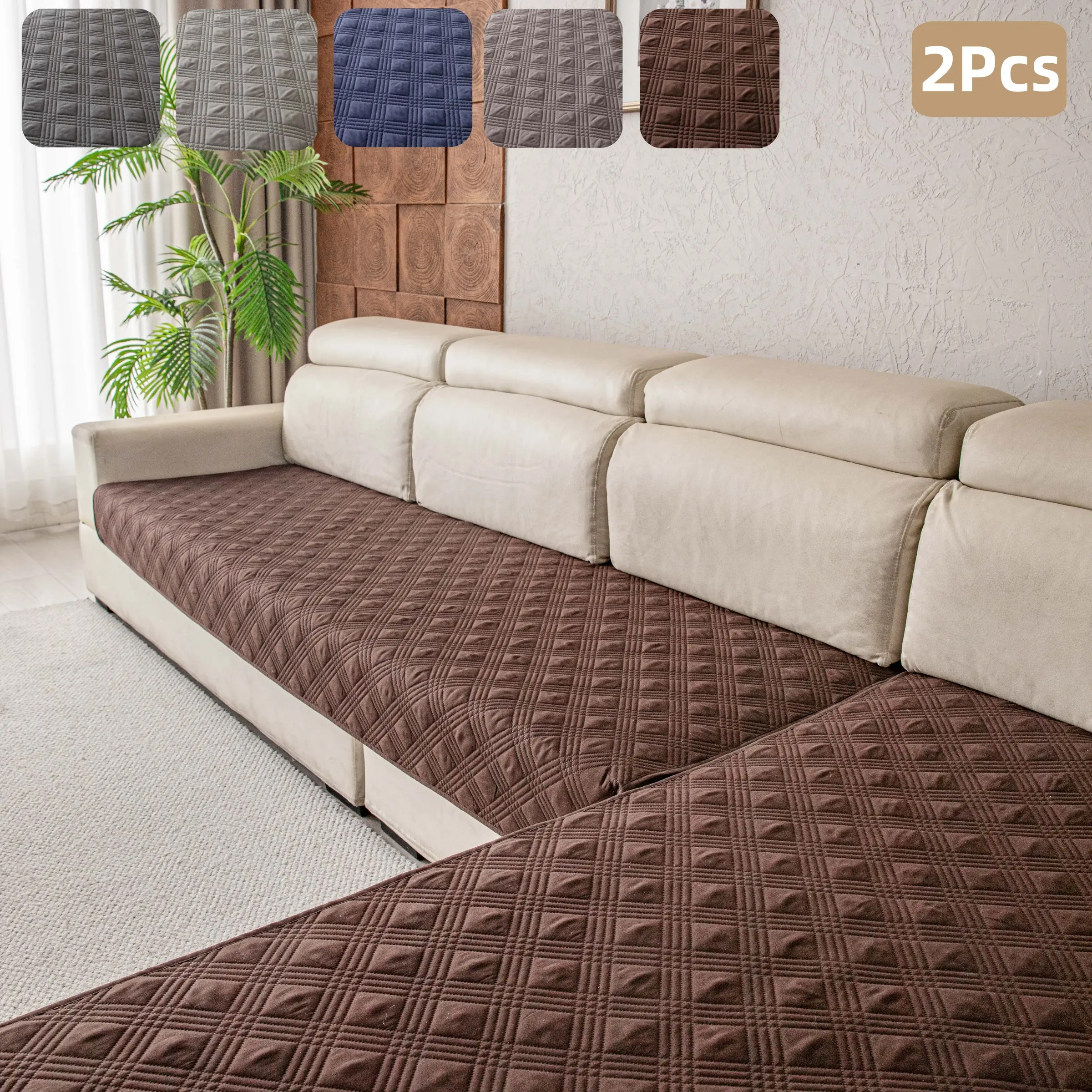 2pcs Modern Geometric L-Shaped Sofa Cushions with Soundwave Embossed Pattern, All-Season Non-Slip Backing, Multiple Sizes for L-Shaped Sofa Protection & Decor, Modern Home Decor, Couch Slipcover, Sofa Couch Covers, Couch Protectors