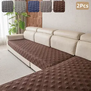 2pcs Modern Geometric L-Shaped Sofa Cushions with Soundwave Embossed Pattern, All-Season Non-Slip Backing, Multiple Sizes for L-Shaped Sofa Protection & Decor, Modern Home Decor, Couch Slipcover