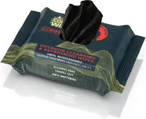 Black Unscented Camouflage Wet Wipes - Combat Wipes COMMANDO - Thick, Biodegradable, Heavy Duty Cleansing Cloths for Camping, Military, Hunting & Backpacking w/Aloe & Vitamin E