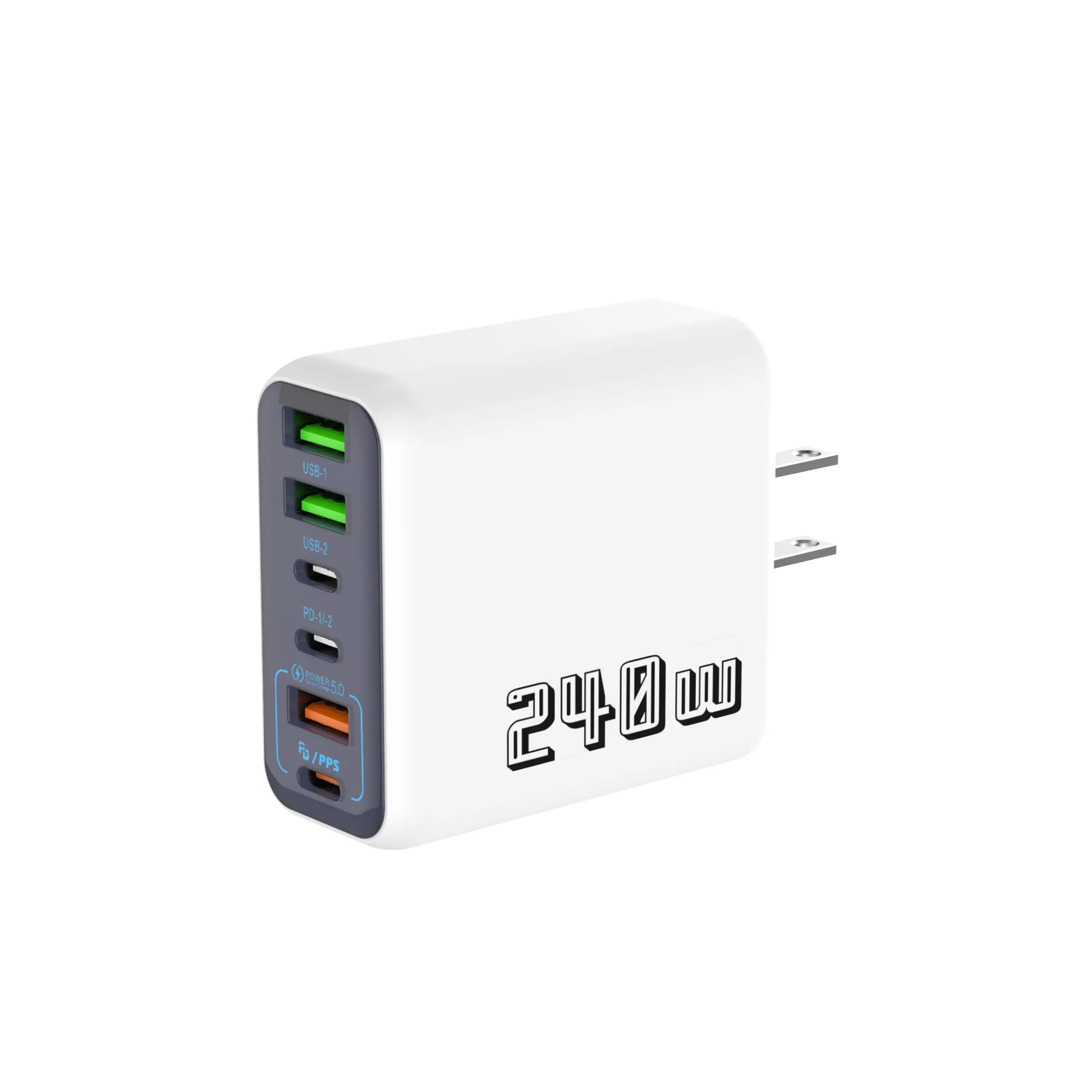 6 Ports USB C PD Charger 240w Quick Charge 3.0, Type C USB Phone Chargers, Super Fast Charging Adapter for iPhone Samsung Xiaomi Devices