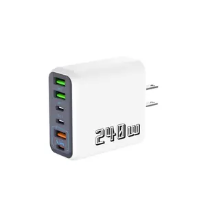 6 Ports USB C PD Charger 240w Quick Charge 3.0, Type C USB Phone Chargers, Super Fast Charging Adapter for iPhone Samsung Xiaomi