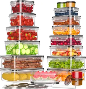 36-Piece Food Storage Containers with Lids(18 Containers & 18 Lids), Plastic Food Containers for Pantry & Kitchen Storage and Organization, BPA-Free, Leak Proof, Reusable with Labels & Pen Visit the KEMETHY Store
