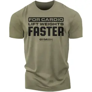 093. For Cardio Lift Weights Faster Funny Workout Gym T-Shirt for Men