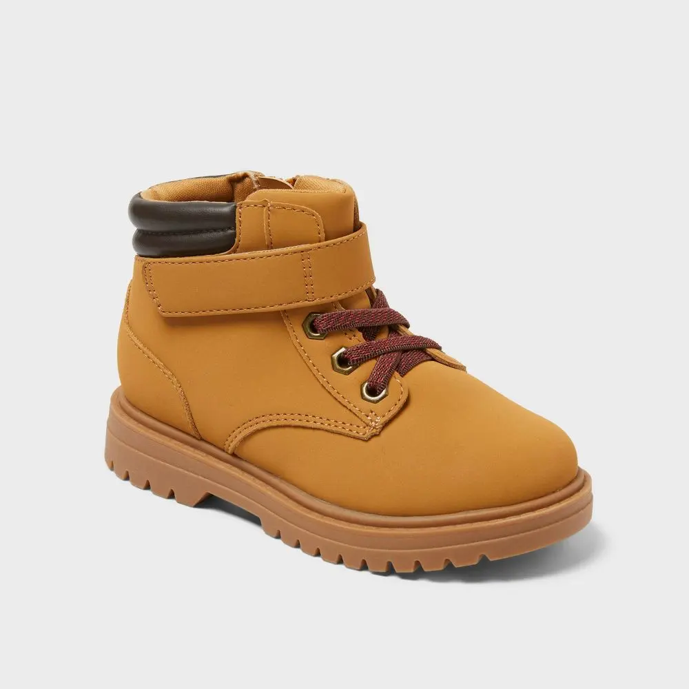 Cat & Jack Toddler Eban Hiker Footwear Boot - Outdoor, Hook and Loop, Lace-Up, Polyurethane-Blend Boys' Boots