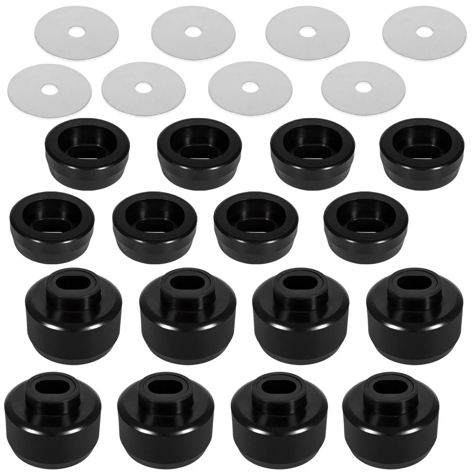 7-141 Body and Cab Mount Bushing Kit for Chevy Silverado & Sierra 1500/2500 2WD/4WD 1999-2014 Polyurethane Body Cab Mounts & Washers (Black 24PCS)