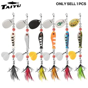 Taiyu Composite Sequins Lure, Artificial Fishing Bait with Feathers, 360° Rotating Reflective Lure, Spoon Lures, Universal for Freshwater & Saltwater