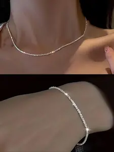 Unique Starry Chain Necklace and Bracelet Set, Perfect for Daily Wear, Evening Parties, Elegant Jewelry Gift