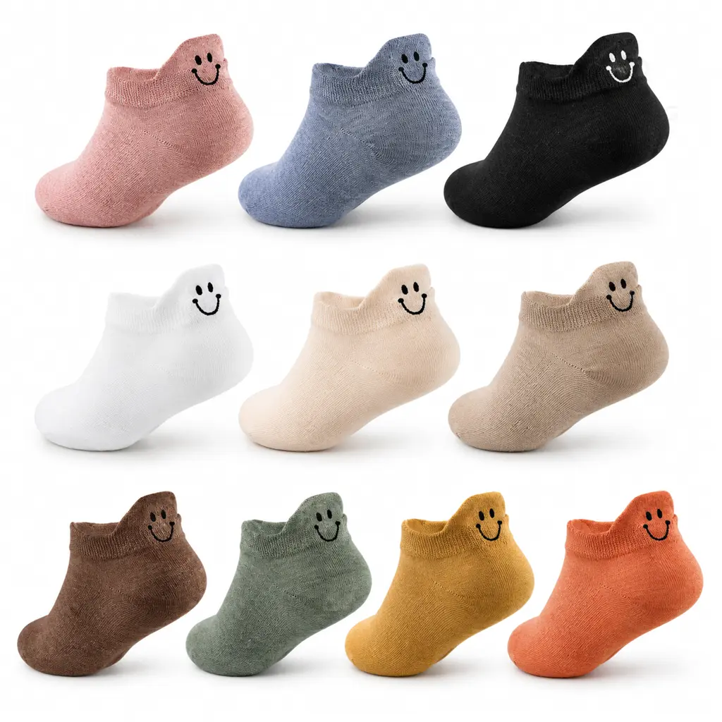 Female 10-Pair Socks Set, Low-Cut Soft Breathable Stretchy Cotton Blend Sports Socks with Ruffled Ankle, Lightweight Fabric for Sneakers, Flats