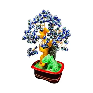 Lucky money tree stand evil eye with small elephants decoration Gift Ornaments