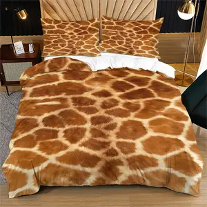 Wild Natural Style Duvet Cover Set, Decorative Duvet Cover, Realistic Giraffe Pattern Print Bedding Set, Includes 1/2 Pillowcases - without Core, Natural and Wild, Soft and Comfortable, Ideal for Bedding Decor for Animal Print Enthusiasts