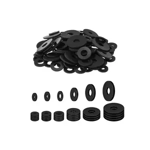 150 count Black Flat Rubber Washers Assortment Kit, 6 Sizes (12/16/18/20/25/30mm), Heavy Duty Rubber Washers, Vibration Damping Pads for Shower , Garden Faucet, Plumbing Repair (6 Sizes)