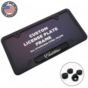 Black / Chrome Front or Rear Stainless Steel License Plate Frame Protect Cover Fit Cadillac Decorate Accessories Gifts