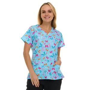 Medichic Kendall Dreams Inspire Printed V-Neck Scrub Top
