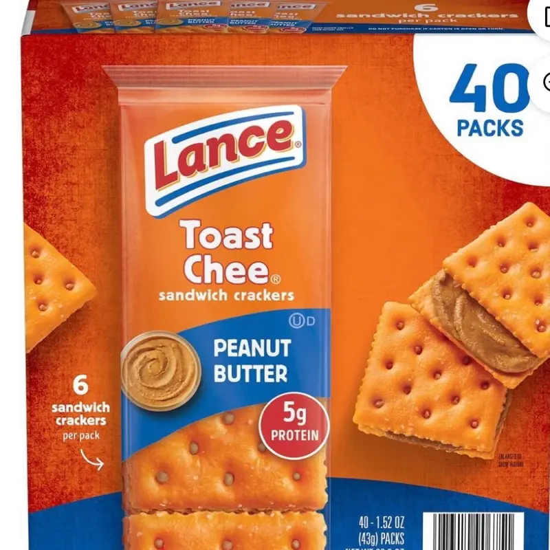 ToastChee Peanut Butter Crackers 1.52 oz 40 Pack Sandwich Crackers with Peanut Butter Flavor ToastChee Peanut Butter Crackers 1.52 oz 40 Pack Sandwich Crackers with Peanut Butter Flavor