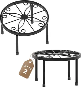 Bamworld 2 Pack Plant Stands Indoor Outdoor, Heavy Duty Flower Pot Stands for Large Plants, Anti-Rust Iron Metal Plant Holder for Home Deco