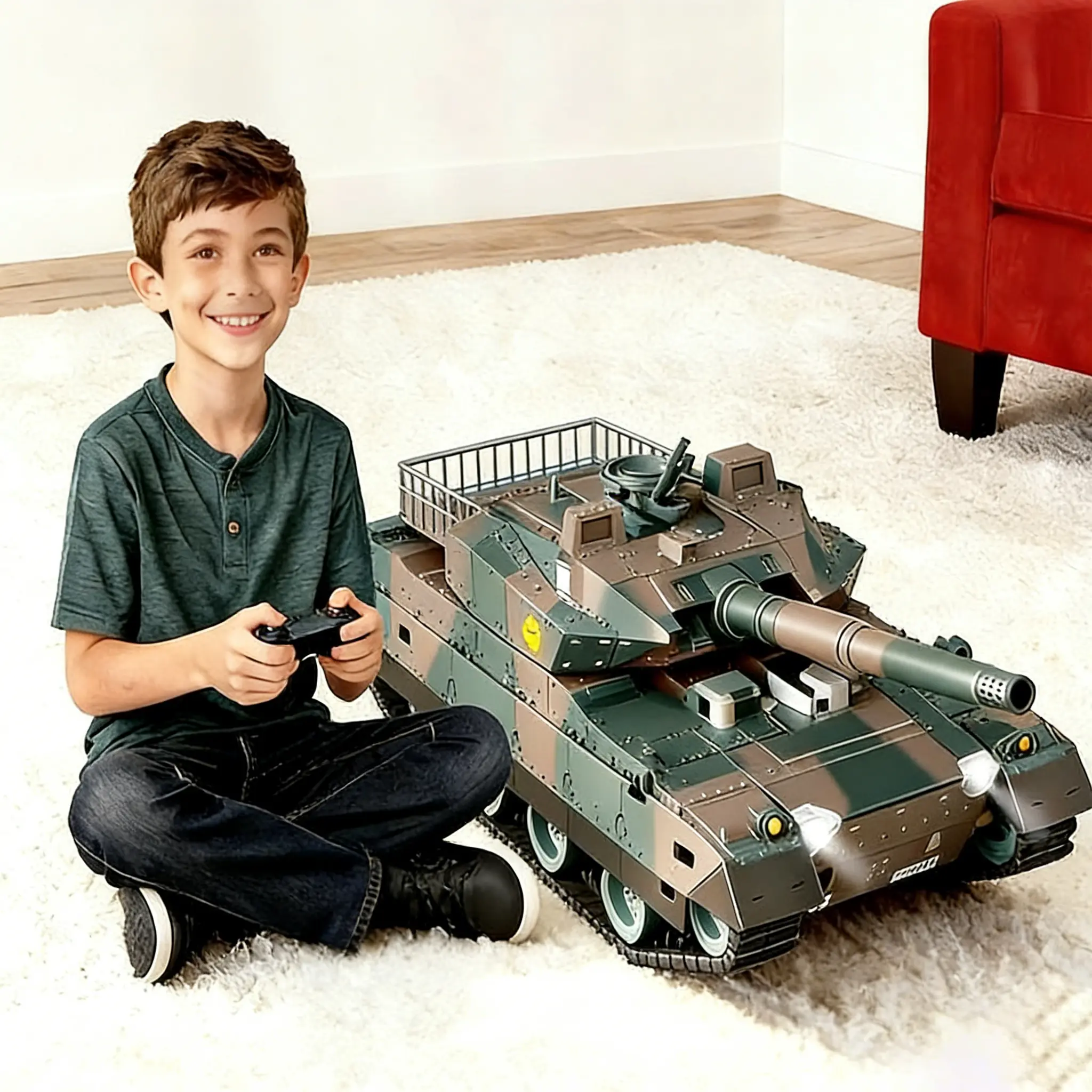 RC Tank 2.4GHz Remote Control2.4GHz Dual Motor Drive Realistic Battle Experience Strong Climbing Ability Easy to Control Simulated Recoil Action Shockproof Design Suitable for Children Aged 8-12 Christmas,New yeargift Tongli