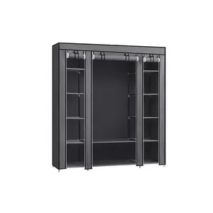 SONGMICS Closet Wardrobe, Portable Closet for Bedroom, Clothes Rail with Non-Woven Fabric Cover,  12 Compartments Furniture Organization