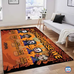 Chibi Horror Characters Rug In This Horse We Love Family Horror Slashers Killer Halloween Decor Non-Slip Floor Carpet, Decoration Mat for home Living Room Bedroom, Room Decor, Home Decor