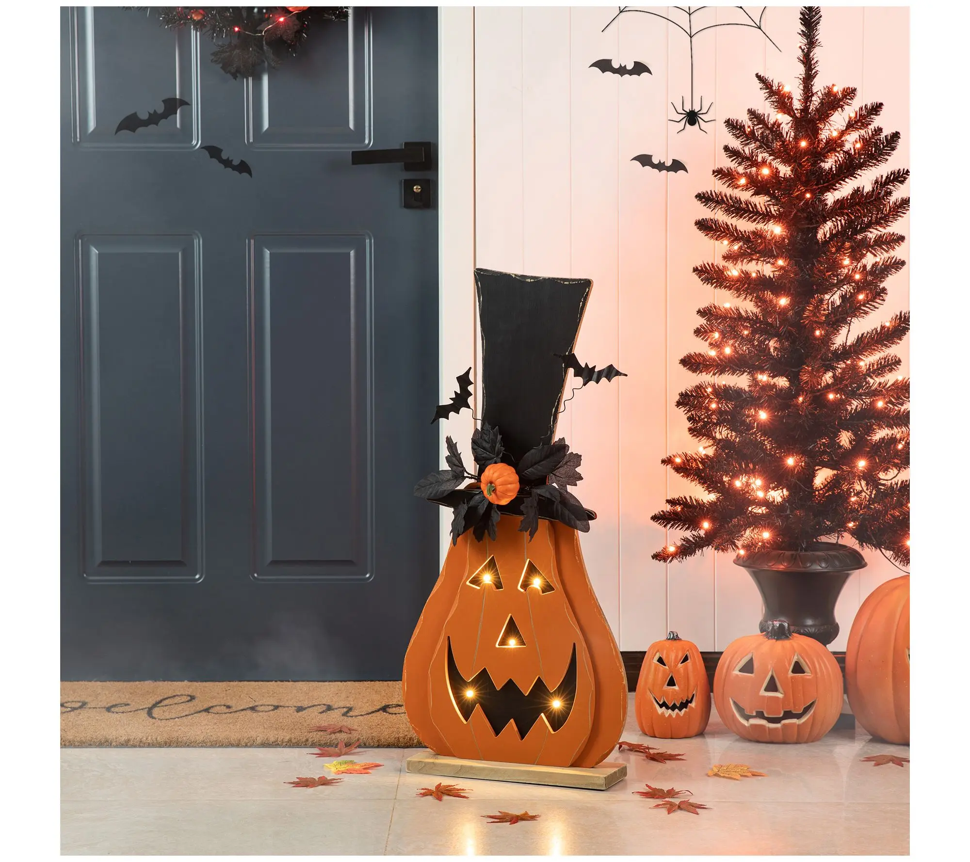 Glitzhome 29.5"H Halloween Lighted Jack-O-Lantern Porch Decor