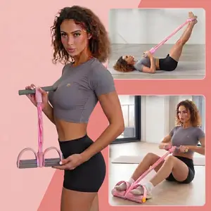 Multifunction 6-Tube Pedal Resistance Band, Natural Latex Yoga Pull Rope, Home Gym Equipment for Arm, Leg & Back Strength Training, Full Body Stretching & Core Toning.