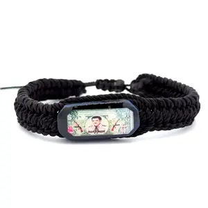 Jesus Malverde Black Thick Handmade Bracelet