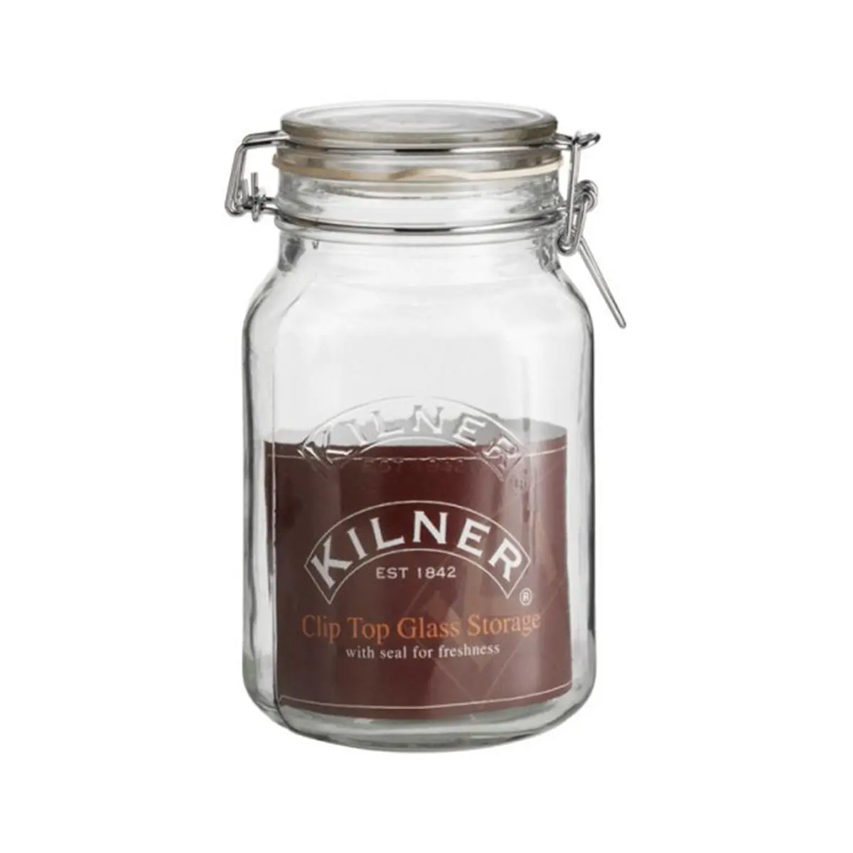212 MAIN Kilner 0025512 Airtight Square Clip Top Glass Canister with Embossed Logo, 51oz Kitchen Storage Jar, Dishwasher Safe Food Container - Pack of 4, Ideal Holiday Gift