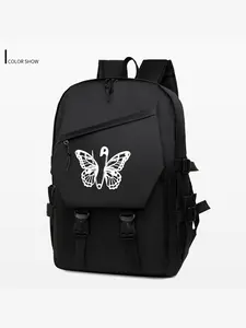 Y2K Sweet Cool Butterfly Pin Print Backpack, Large Capacity Adjustable Straps, Dark Subculture Style, Unisex Commuter School Bag