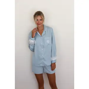 Cornflower Satin Feather Springster Pajamas