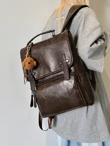 Vintage British Style Simple Shoulder Bag for Women, New Student Backpack, Large Capacity Commuter Travel Bag, Unisex All Seasons