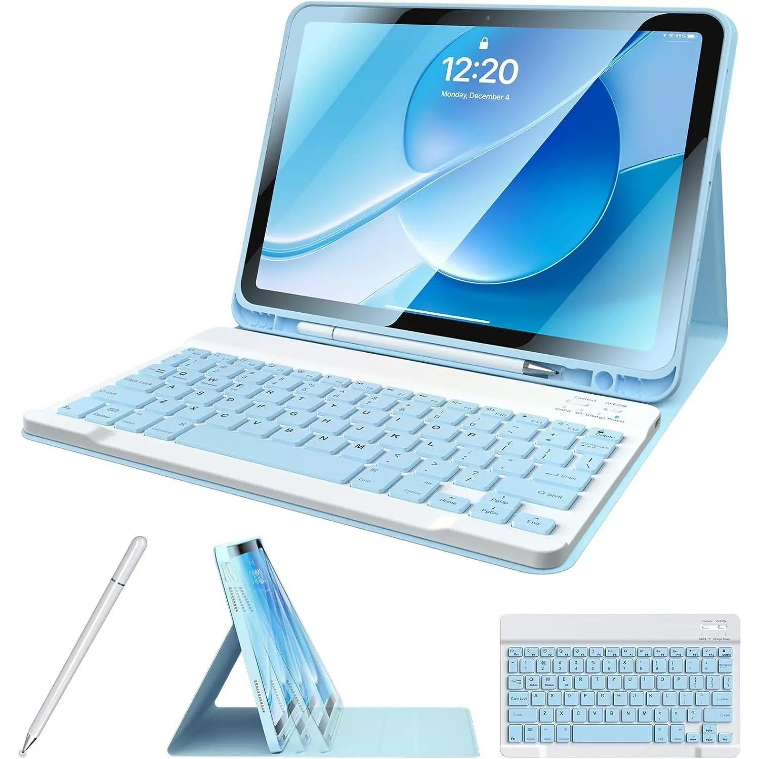 iPad 10th Generation Case with Keyboard with Pencil Holder and  Disc Universal Stylus Pen 10.9 inch  Detachable Keyboard Cover for  iPad 10th Gen 2022 (Blue)
