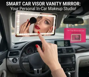 Rechargeable LED Car Vanity Mirror with Light, Smart Touch 3-Color Dimmable Visor Mirror, Travel Makeup Studio for Car, Perfect Gift for Her & Busy Moms